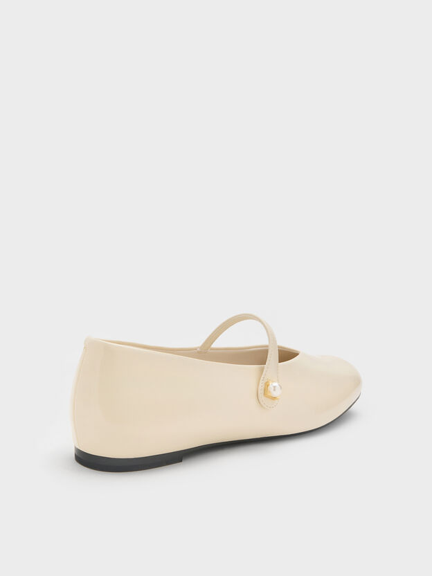 Marie Pearl Mary Jane Flats, Cream, hi-res
