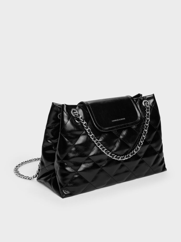 Large Apfra Quilted Shoulder Bag, Noir, hi-res
