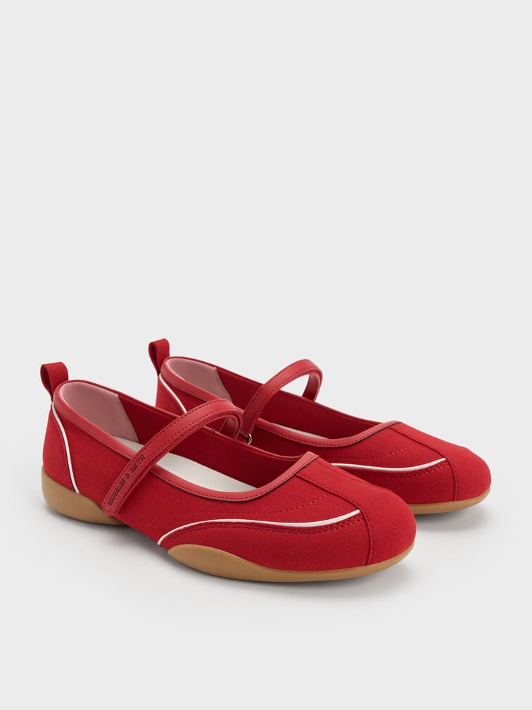Louise Contrast-Trim Mary Jane Sneakers, Red, hi-res