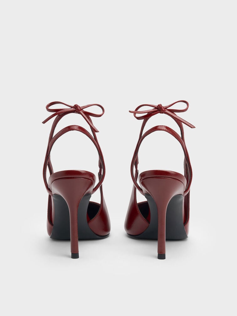 Back-Bow Slingback Pumps, Burgundy, hi-res