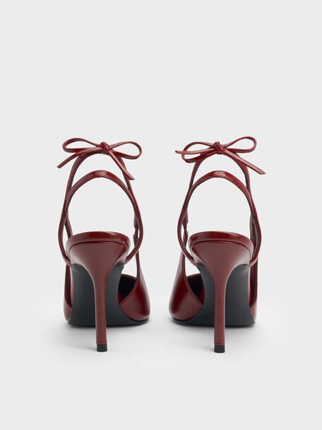 Back-Bow Slingback Pumps, Burgundy, hi-res