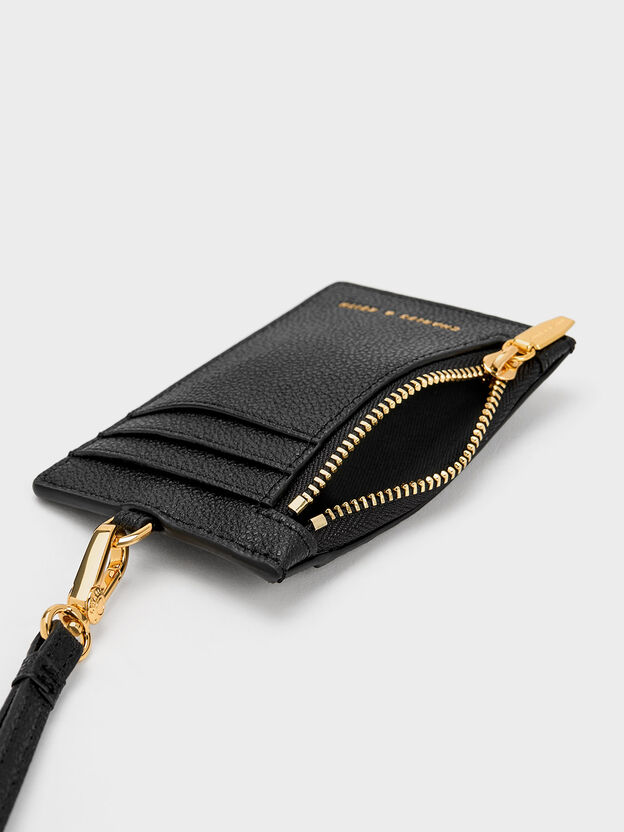 Twilia Card Holder With Lanyard, Black, hi-res