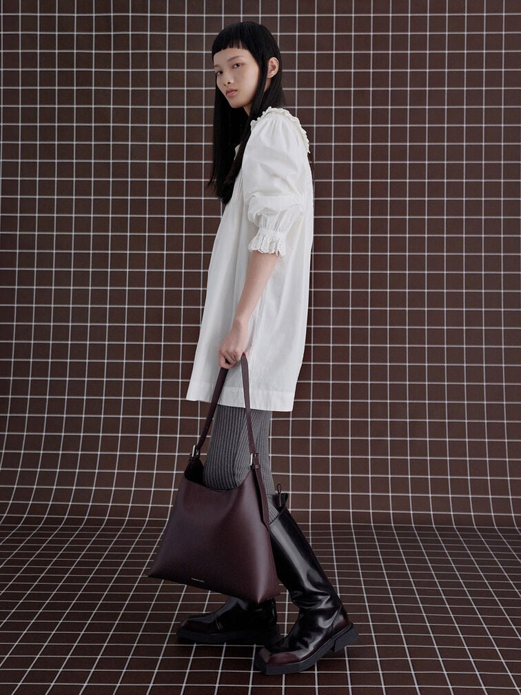 Hertha Trapeze Slouchy Hobo Bag, Burgundy Hertha Trapeze Slouchy Hobo Bag, Burgundy, hi-res