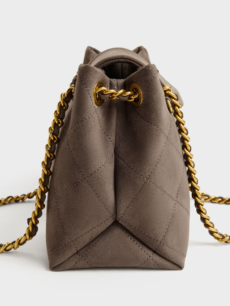 Apfra Quilted Shoulder Bag, Stone Grey, hi-res