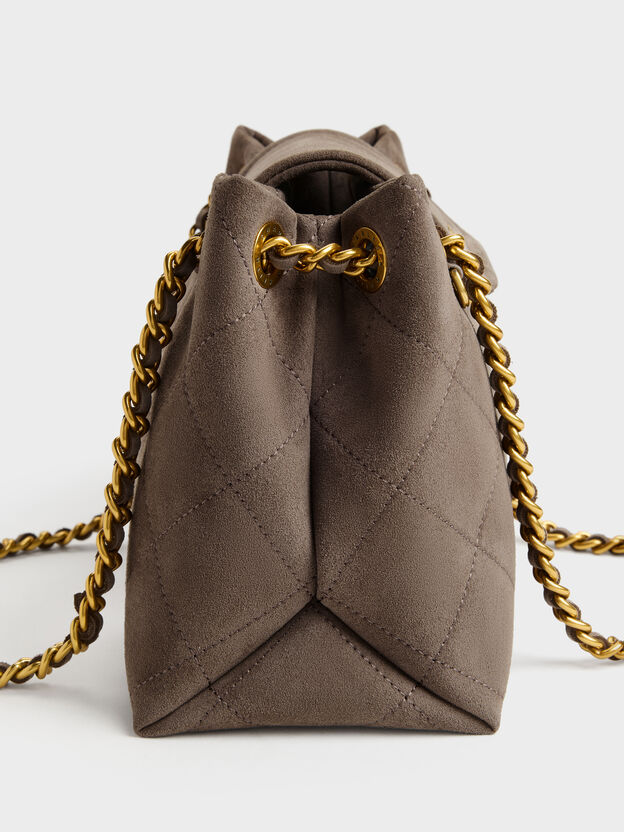 Apfra Quilted Shoulder Bag, Stone Grey, hi-res