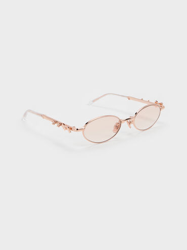 Paige Bow Crystal Sunglasses, Rose Gold, hi-res