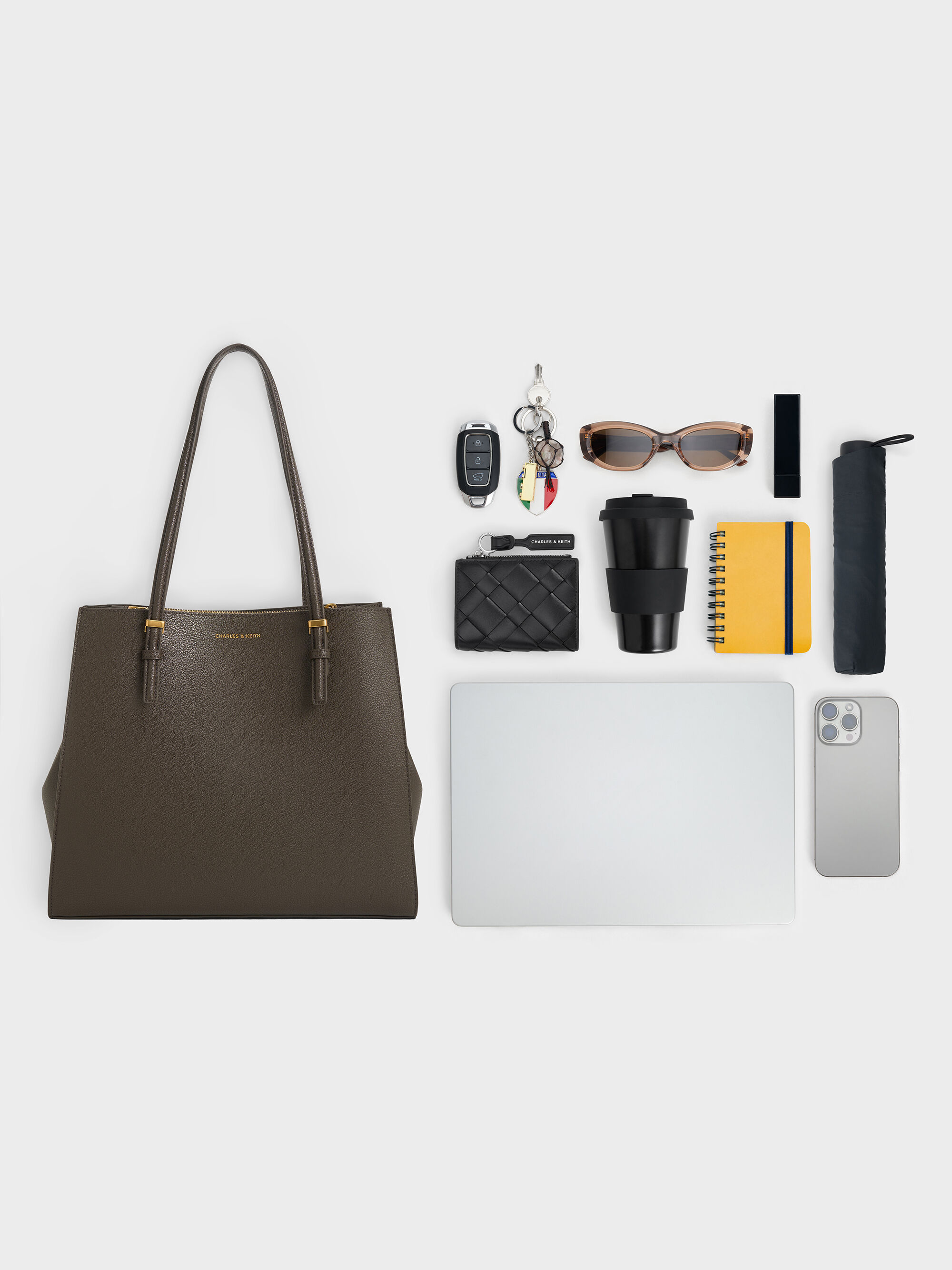 Dark Moss Sansa Tote Bag - CHARLES & KEITH UK