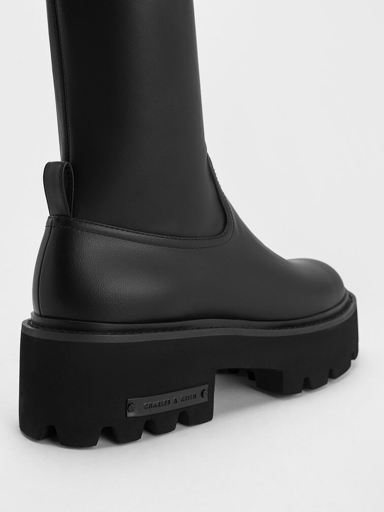 Imogen Chunky Platform Knee-High Boots, Black, hi-res