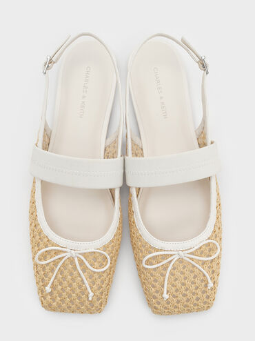 Lyric Woven Bow Slingback Flats, Sand, hi-res