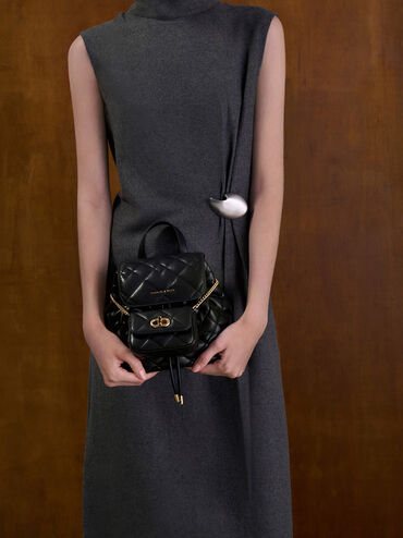 Aubrielle Quilted Backpack, Black, hi-res