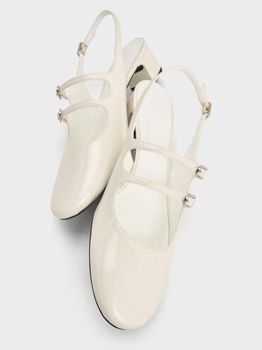 Clementine Double-Strap Slingback Mary Jane Pumps, Chalk, hi-res