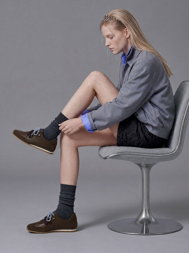 Jace Leather & Suede Sneakers, Dark Brown, hi-res