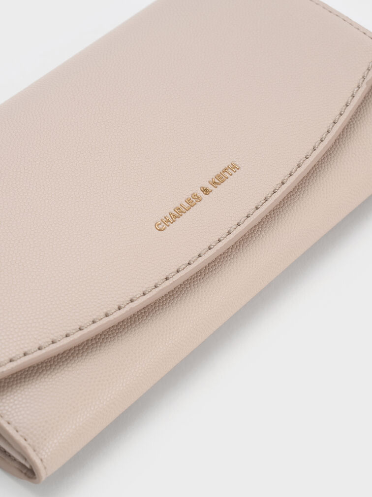 Briony Curved Flap Long Wallet, Oat, hi-res