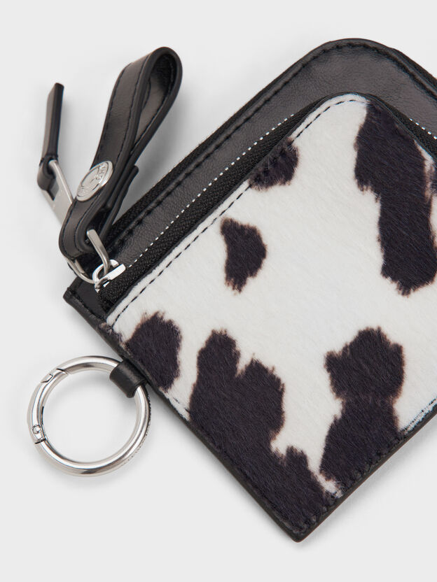 Vega Furry Cow-Print Zip-Around Pouch, Multi, hi-res