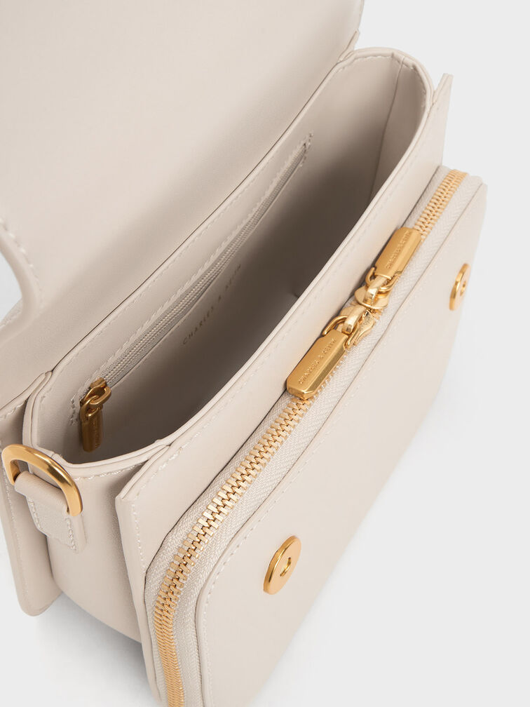 Octavia Front Flap Top Handle Bag, Ivory, hi-res