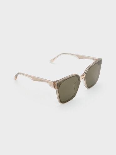 Freya Square Thick-Frame Sunglasses, Beige, hi-res