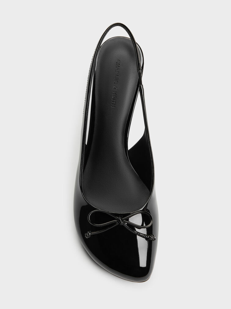 Imani Patent Asymmetric Slingback Pumps, Black Patent, hi-res