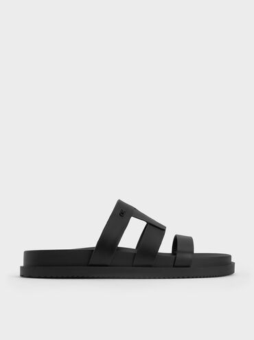 Petina Leather Flatform Sandals, Black, hi-res