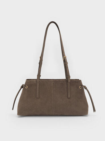 Noane Elongated-Handle Shoulder Bag, Stone Grey, hi-res