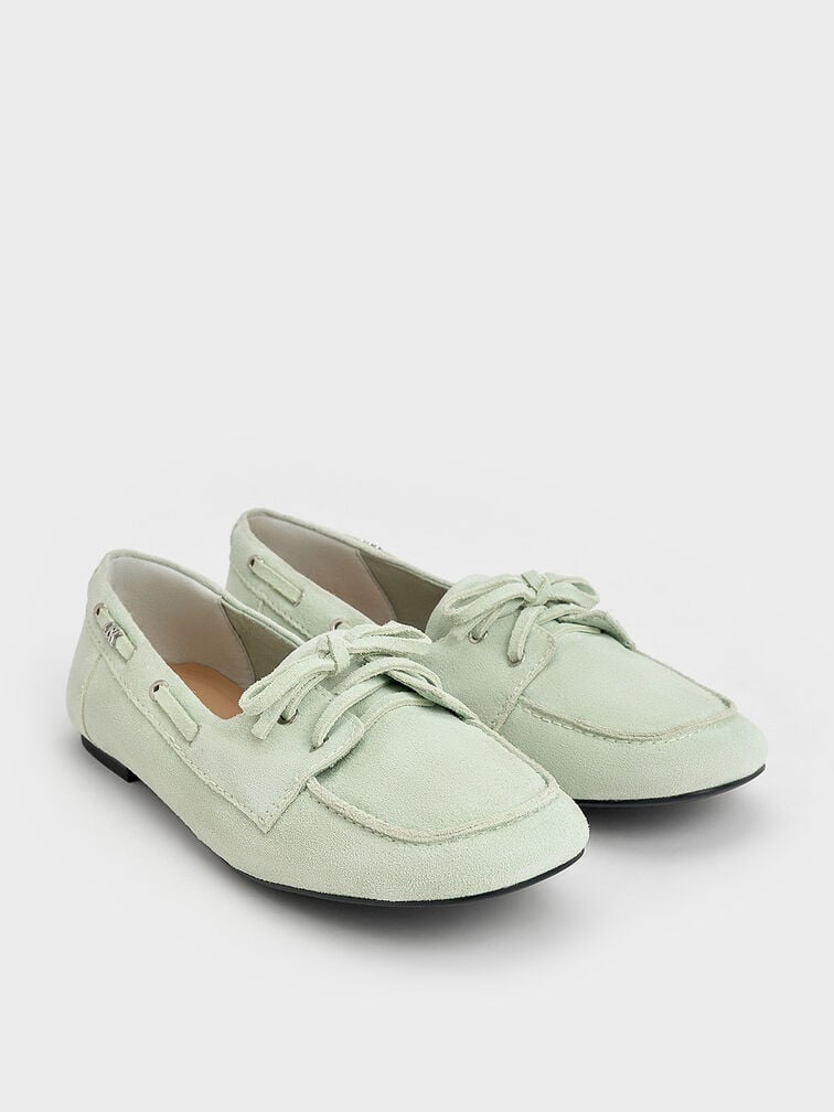 Kori Suede Boat Shoes, Mint Green, hi-res