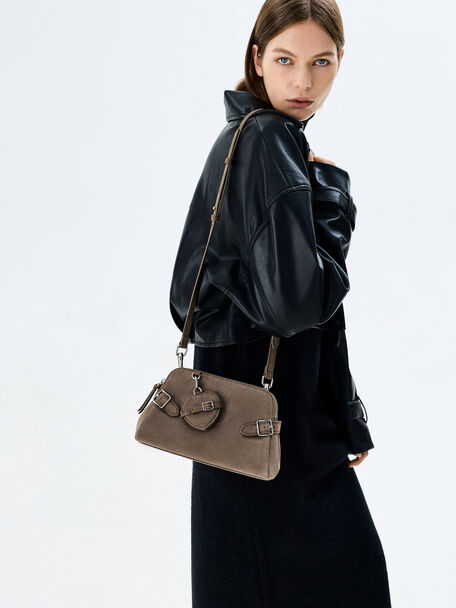 Nellie Heart-Charm Shoulder Bag, Stone Grey, hi-res