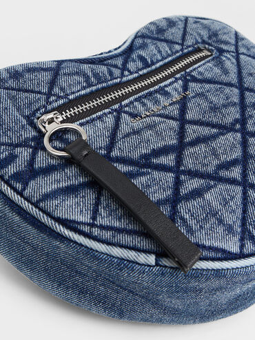 Philomena Denim Quilted Heart Crossbody Bag, Denim Blue, hi-res