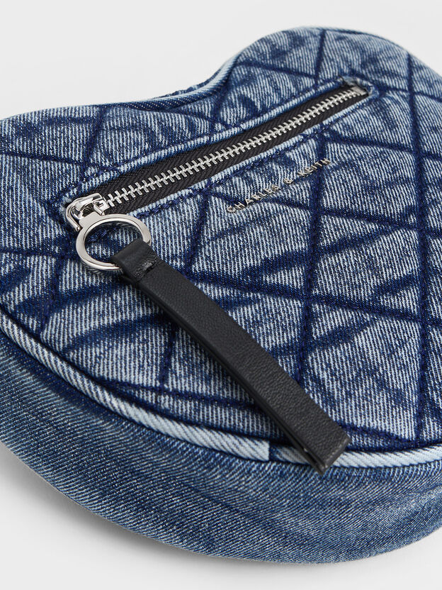 Philomena Denim Quilted Heart Crossbody Bag, Denim Blue, hi-res