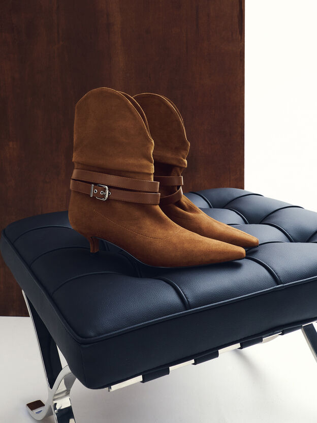 Karter Faux Suede Kitten-Heel Boots, Cognac, hi-res