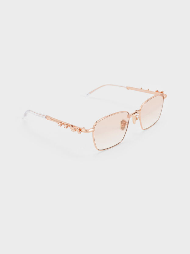 Paige Rectangular Sunglasses, Rose Gold, hi-res