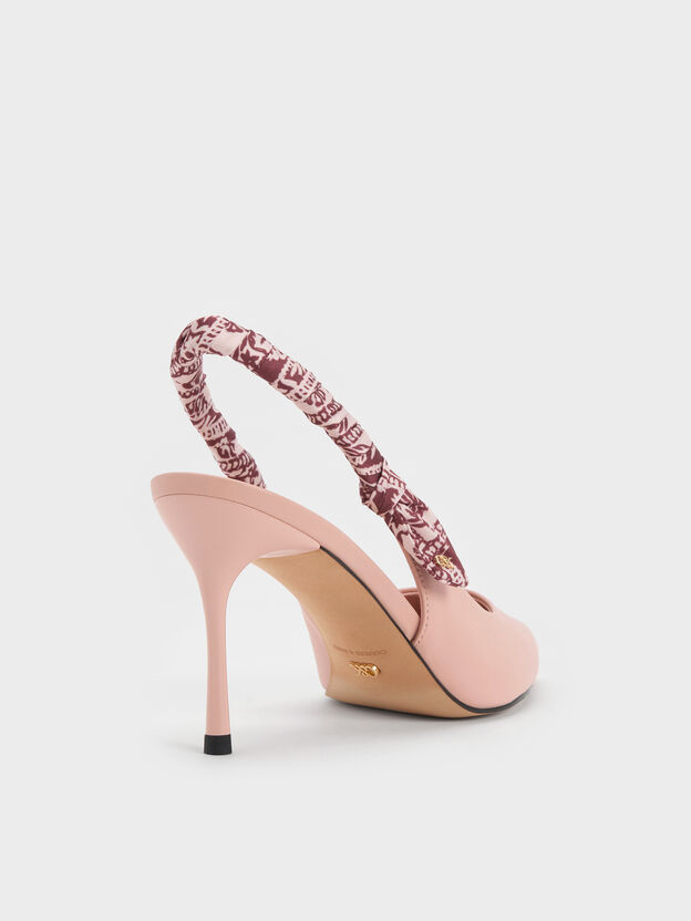 Tayari Leather Scarf-Strap Slingback Pumps, Pink, hi-res