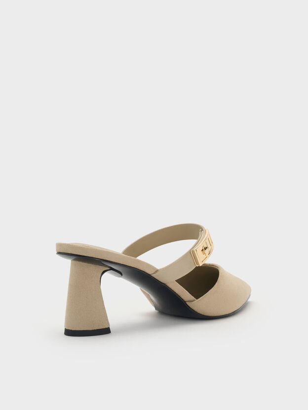 Lando Faux Suede Heeled Mules, Beige, hi-res