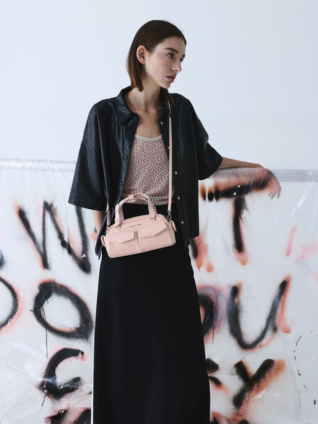 Rachel Multi-Pocket Bowling Bag, Soft Pink, hi-res