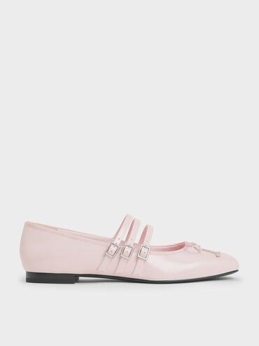 Triple-Strap Mary Janes, Light Pink, hi-res