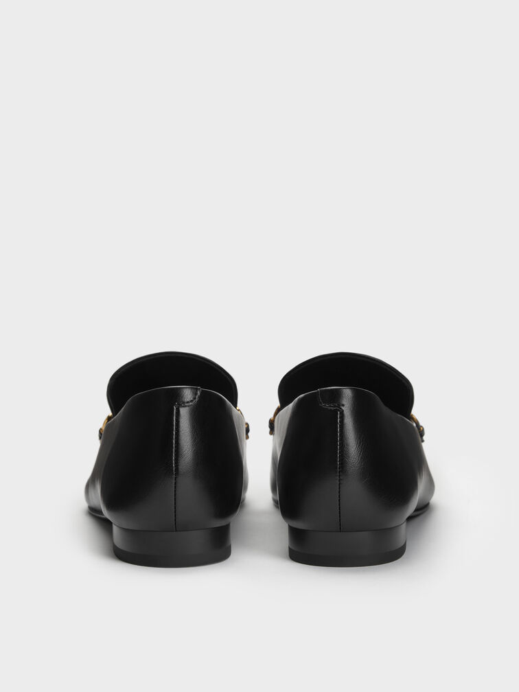 Metallic-Accent Loafers, Black, hi-res