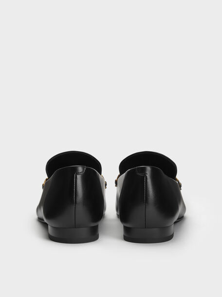 Metallic-Accent Loafers, Black, hi-res