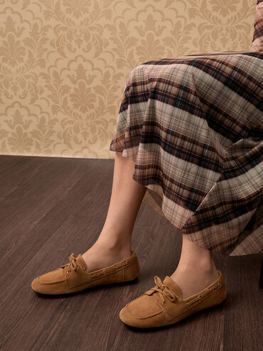 Kori Suede Boat Shoes, Cognac, hi-res