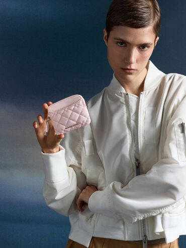 Duo Quilted Card Holder, Cotton Candy Pink, hi-res