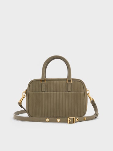 Mini Sianna Corduroy Bowling Bag, Deep Olive, hi-res