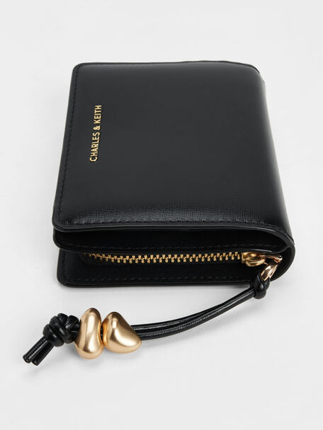 Augustine Sculptural-Detail Small Wallet, Black, hi-res