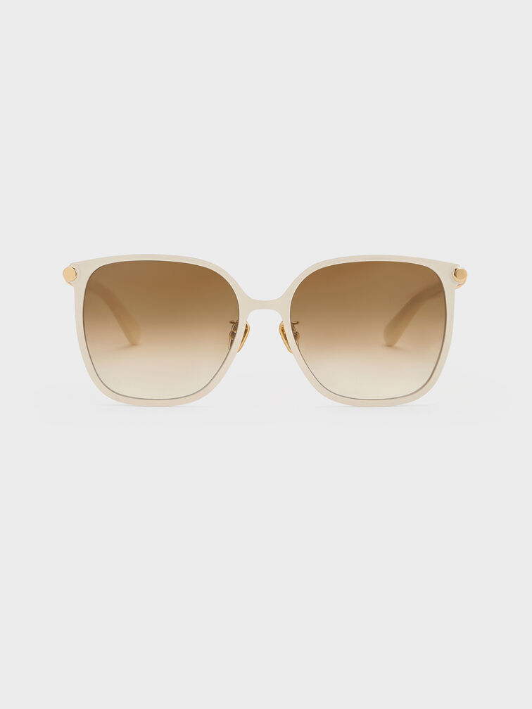 Ophelia Square Sunglasses, Cream, hi-res