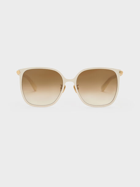 Ophelia Square Sunglasses, Cream, hi-res