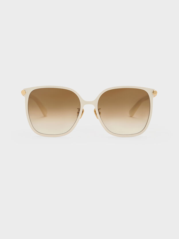 Ophelia Square Sunglasses, Cream, hi-res