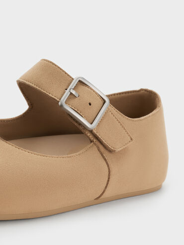Buckled Mary Jane Flats, Beige, hi-res