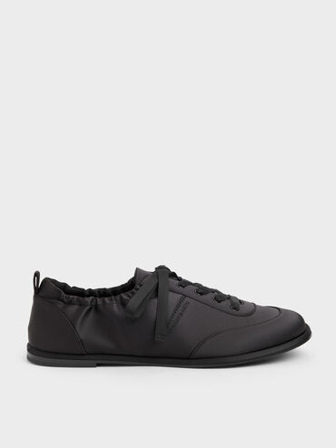 Satin Ruched Sneakers, Black Textured, hi-res