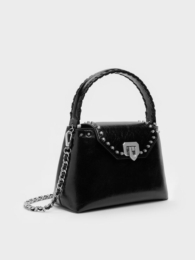 Arwen Studded Top Handle Bag, Noir, hi-res