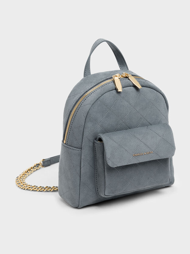Alva Quilted Front-Pocket Backpack, Smoky Blue, hi-res