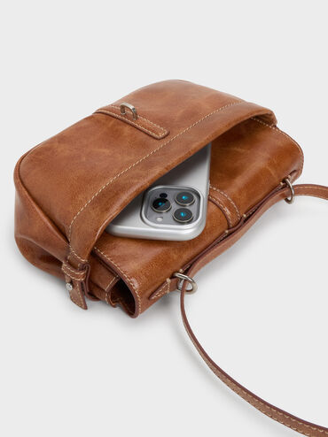 Delfina Chain Crossbody Bag, Distressed Tan, hi-res