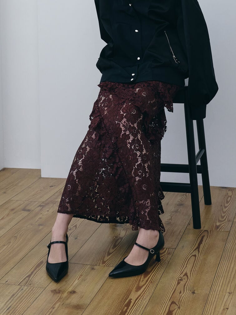 Pointed Mary Jane Pumps, Black Box, hi-res