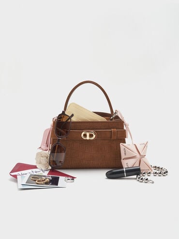 Aubrielle Top Handle Bag, Chocolate, hi-res