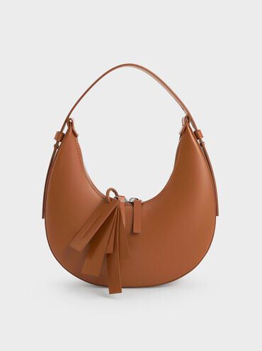Carey Crescent Hobo Bag, Tan, hi-res